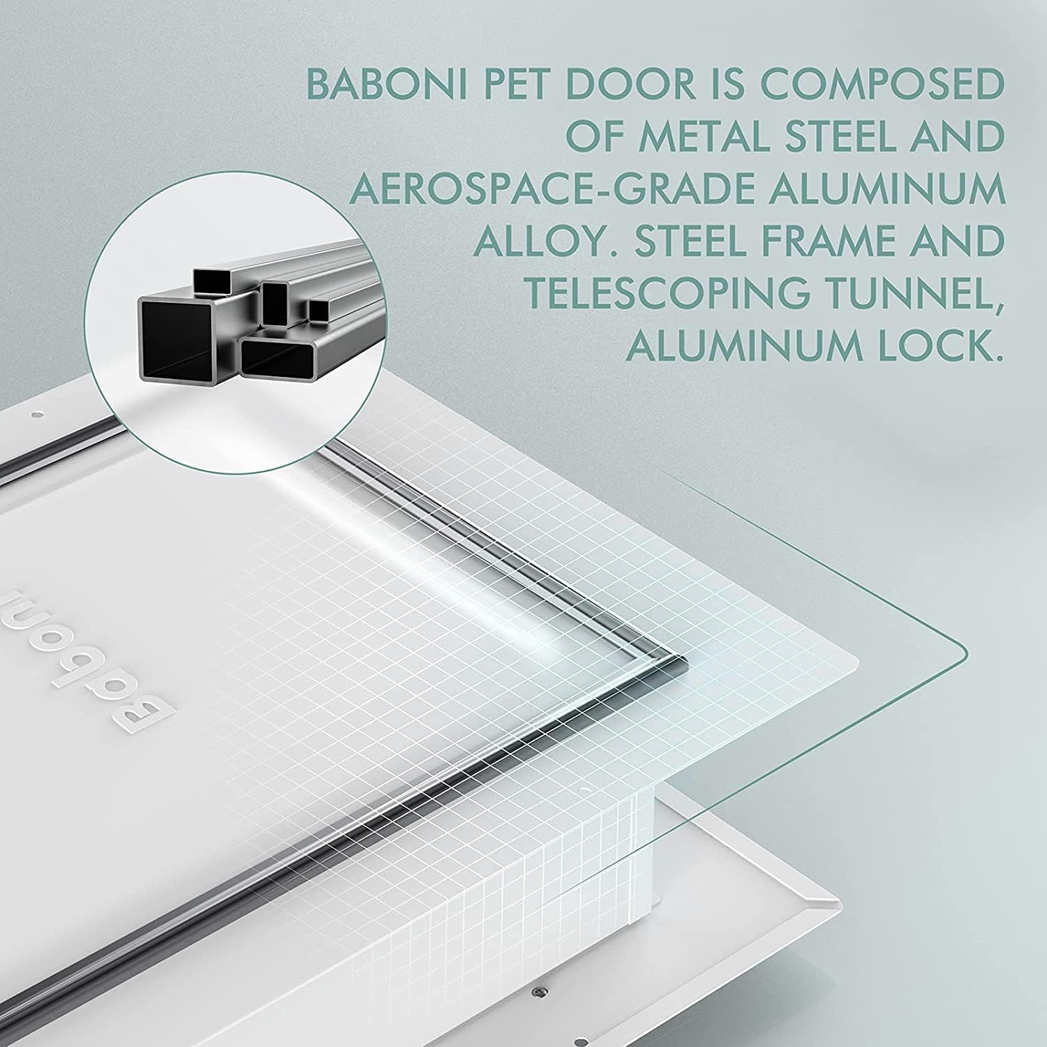 Baboni Pet Door for Wall, Steel Frame and Telescoping Tunnel, Aluminum Lock, Double Flap Dog Door and Cat Door, Strong and Durable (Pets Up to 100 Lb) -Large - Image 2