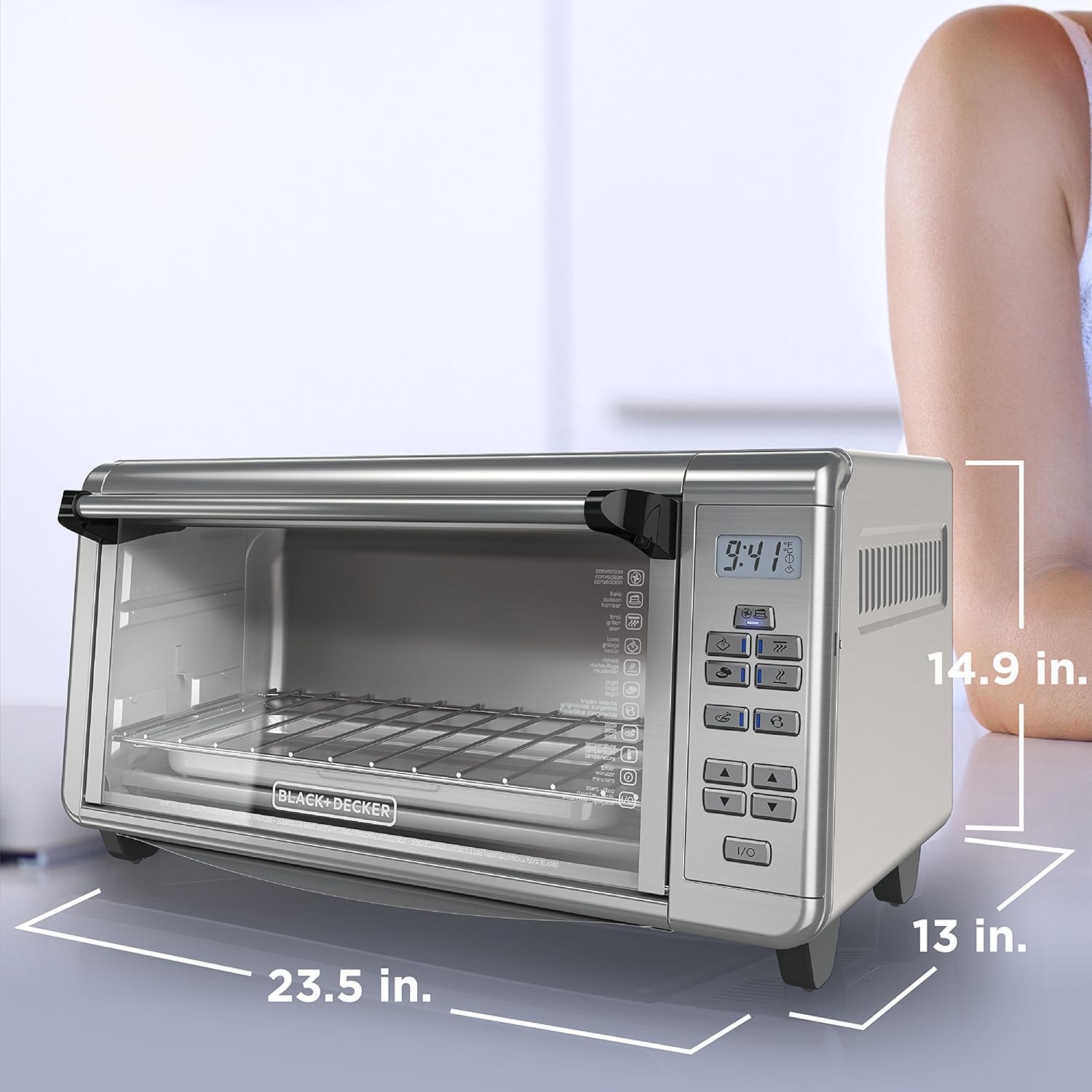 Black+Decker TO3290XSBD Toaster Oven, 8-Slice, Stainless Steel - Image 7