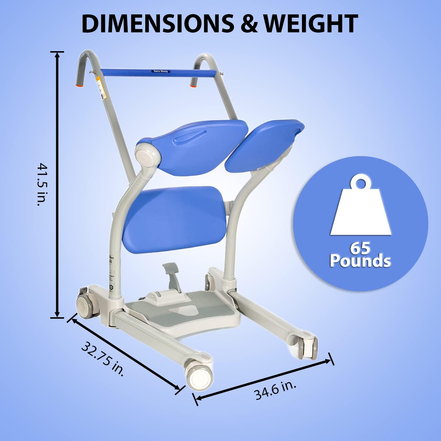 ArjoHuntleigh Sara Stedy Sit to Stand Manual Patient Lift Aid | Fully Assembled Elderly Assistance Products | Holds up to 400 Pounds | Intended for Users 4’11 – 6’6 - Image 2