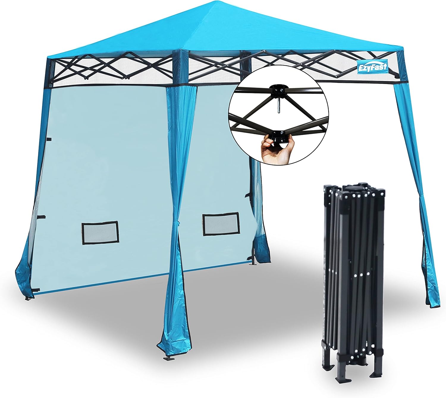 EzyFast Elegant Pop Up Beach Shelter, Compact Instant Canopy Tent, Portable Sports Cabana, 7.5 x 7.5 ft Base / 6 x 6 ft top for Hiking, Camping, Fishing, Picnic, Family Outings (6 x 6, A Khaki) - Image 2