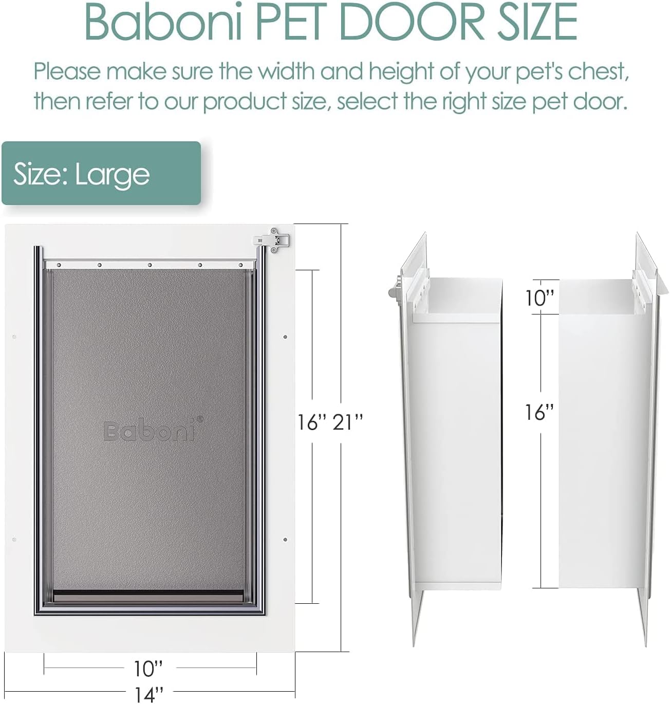 Baboni Pet Door for Wall, Steel Frame and Telescoping Tunnel, Aluminum Lock, Double Flap Dog Door and Cat Door, Strong and Durable (Pets Up to 100 Lb) -Large - Image 5