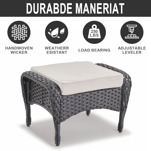 Patio Wicker Chairs Swivel Rocker – Outdoor Swivel Rocking Chairs Set of 2 with Rattan Side Table, Patio Swivel Glider Chair 3 Piece Patio Furniture Sets for Deck Porch Pool Brown/Blue - Image 126